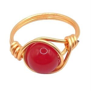 Gold wire natural carnelian stone ring size 8.5